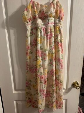 Floral  Women’s Dress - Pink & Yellow